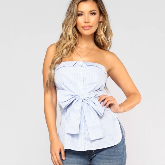 Fashion Nova Take Me To Work Strapless Top - Picture 1 of 6